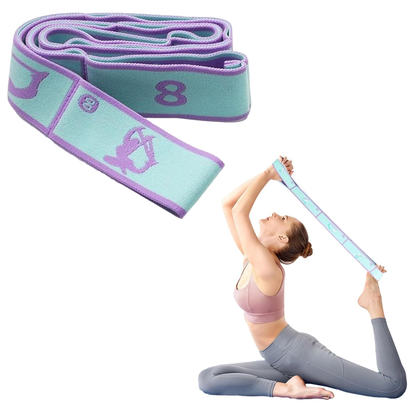 fleurissaint Yoga Stretching Strap – Elastic Resistance Band for Flexibility, Dance, Pilates & Home Fitness – Durable Pull Strap for Physical Therapy & Workout Support
