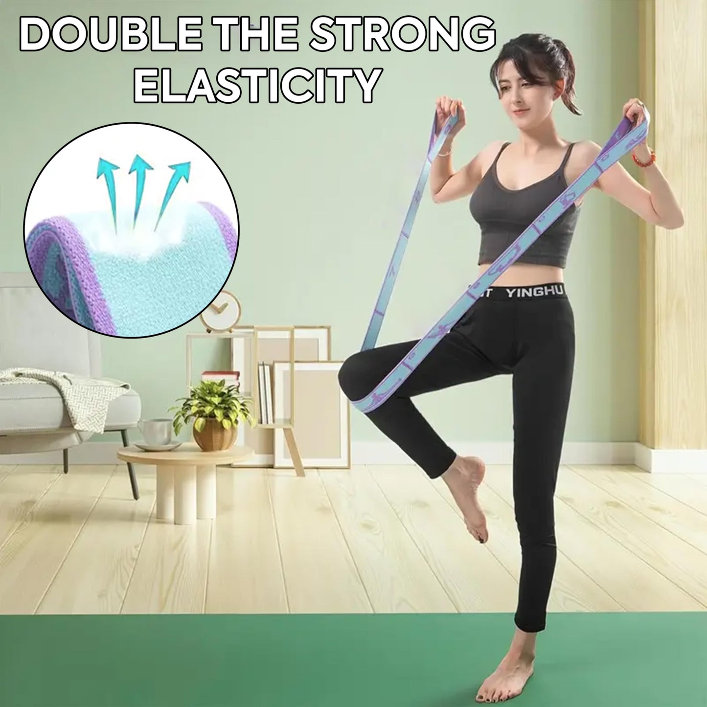 fleurissaint Yoga Stretching Strap – Elastic Resistance Band for Flexibility, Dance, Pilates & Home Fitness – Durable Pull Strap for Physical Therapy & Workout Support