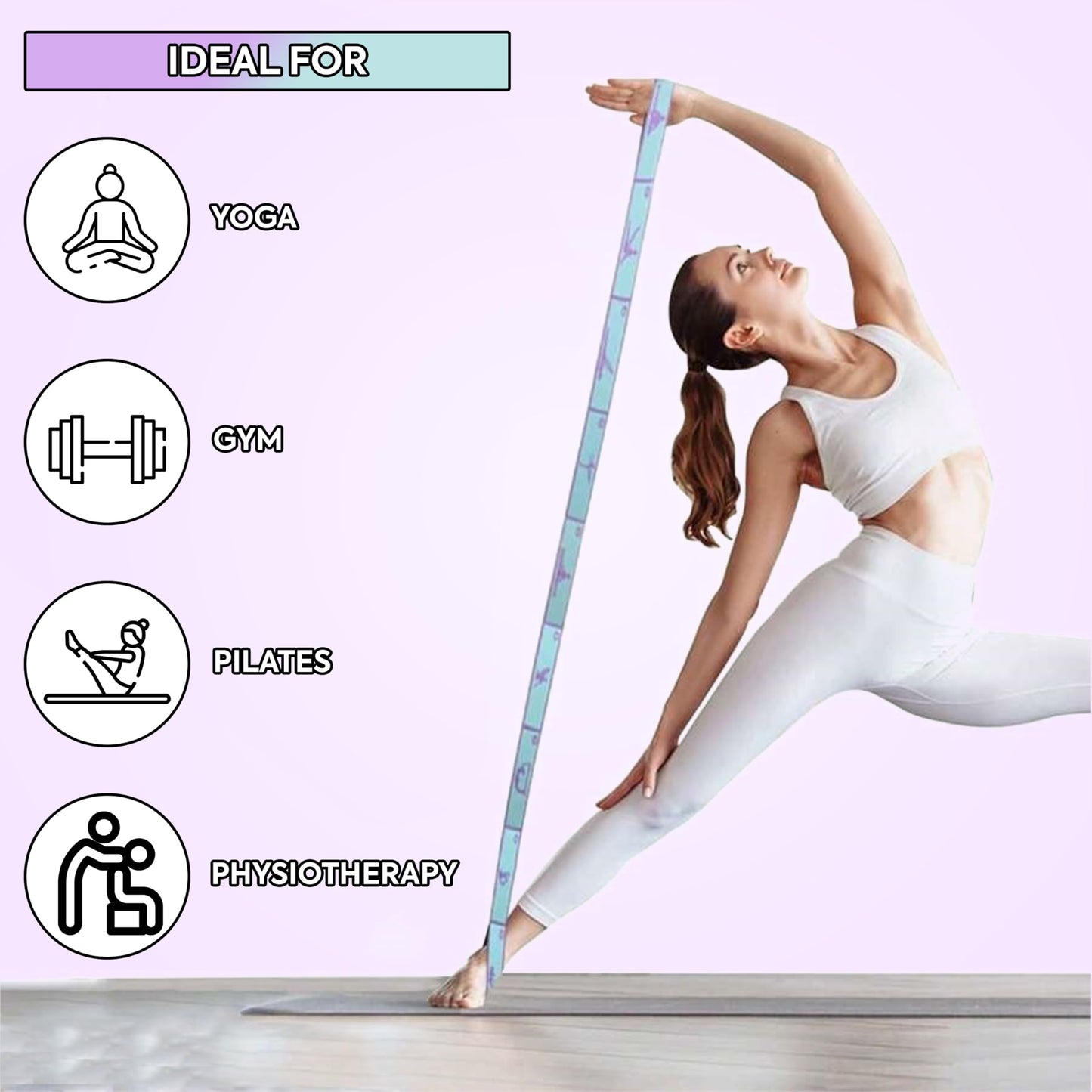 fleurissaint Yoga Stretching Strap – Elastic Resistance Band for Flexibility, Dance, Pilates & Home Fitness – Durable Pull Strap for Physical Therapy & Workout Support