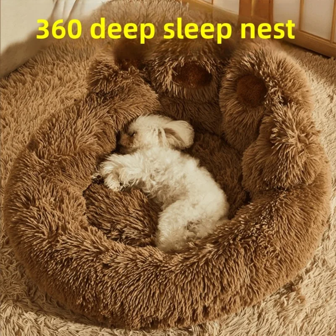 Fleurissaint cozy paw bed— a soft, furry haven made for snuggles, snoozes, and tail-wagging dreams. Designed with plush faux fur and a cushioned base, this bed feels like a warm hug for your four-legged best friend.