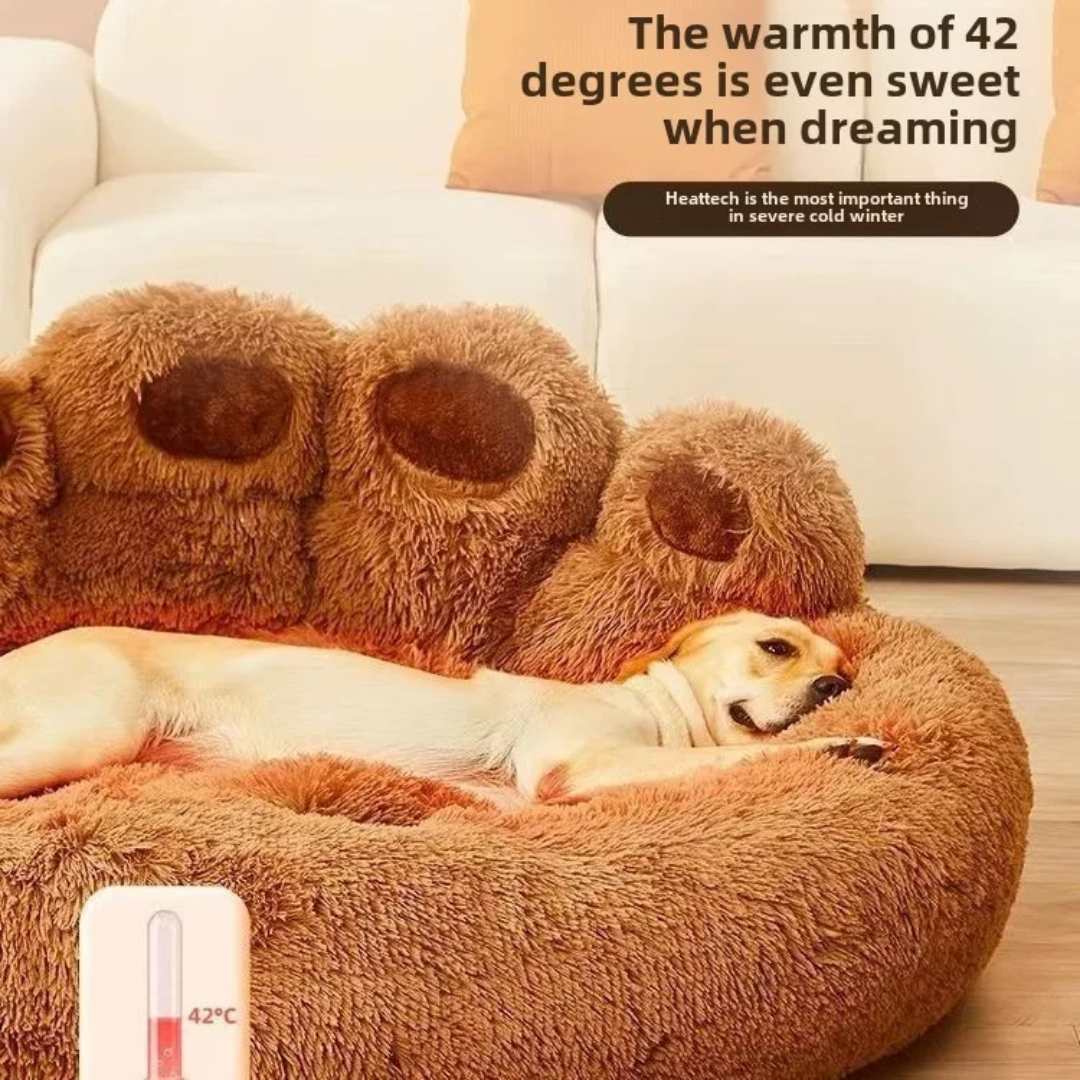 Fleurissaint cozy paw bed— a soft, furry haven made for snuggles, snoozes, and tail-wagging dreams. Designed with plush faux fur and a cushioned base, this bed feels like a warm hug for your four-legged best friend.