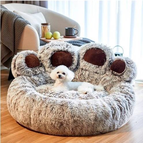 Fleurissaint cozy paw bed— a soft, furry haven made for snuggles, snoozes, and tail-wagging dreams. Designed with plush faux fur and a cushioned base, this bed feels like a warm hug for your four-legged best friend.