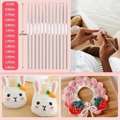 fleurissaint 59-Piece Crochet Hook Kit for Beginners and Adults – Complete Knitting and Crochet Set with Yarn, Needles, Stitch Markers, Scissors, and Storage Bag for DIY Projects