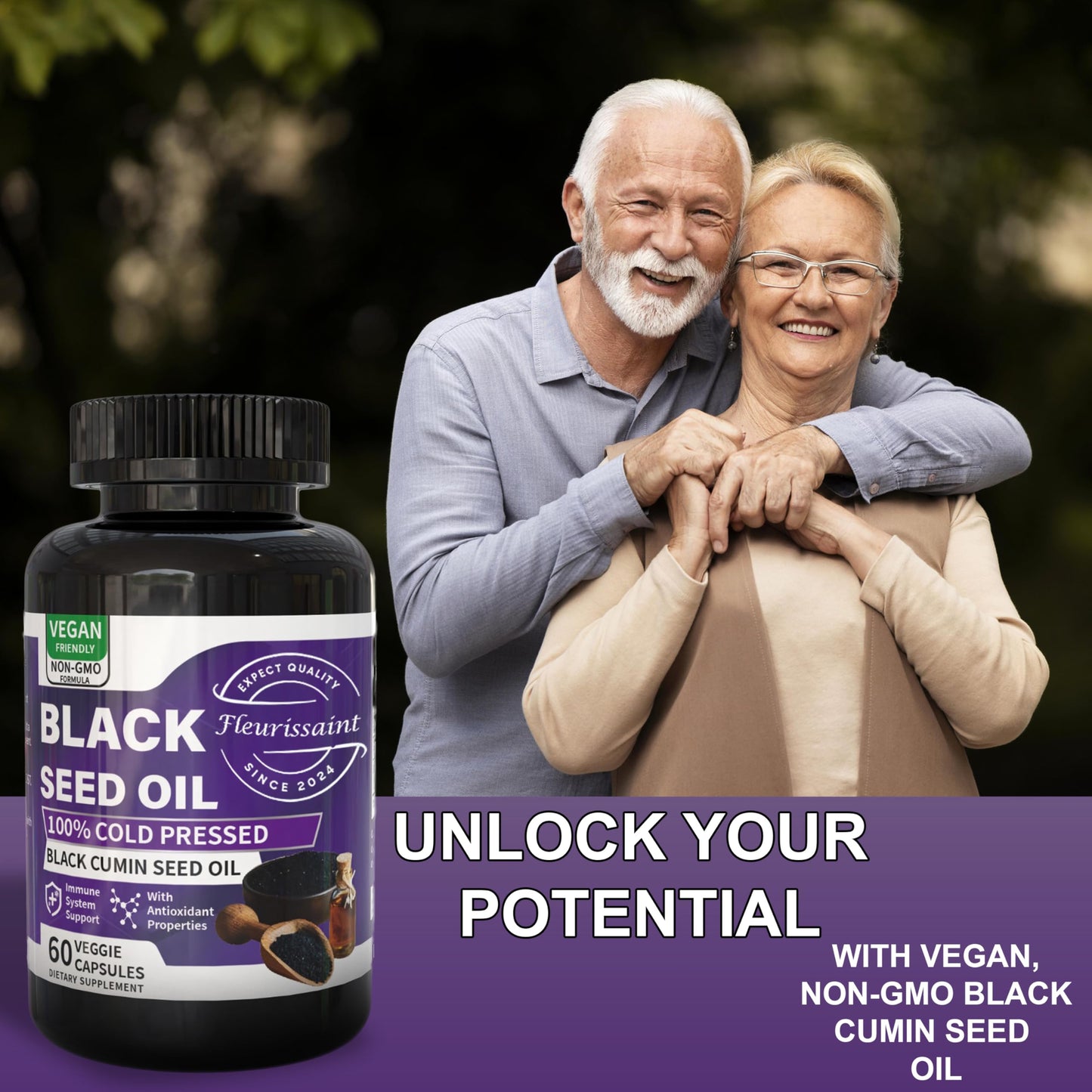 Fleurissant Extra Strength Black Seed Oil Capsules – 100% Pure Cold-Pressed Black Cumin Seed – Vegan, Non-GMO Softgels for Immune, Joint & Digestive Support – 60 Count