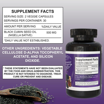 Fleurissant Extra Strength Black Seed Oil Capsules – 100% Pure Cold-Pressed Black Cumin Seed – Vegan, Non-GMO Softgels for Immune, Joint & Digestive Support – 60 Count